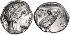 GREEK COINS GRIECHENLAND, ATTIKA / Stadt Athen, AR Tetradrachme (ca. 430 v.Chr.). Behelmter Athenakopf r. Rs.Eule mit Olivenzweig und Mondsichel im quadratum incusum. 17,17g. ss-vz/f.vz Kroll 8; Svoro