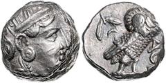GREEK COINS GRIECHENLAND, ATTIKA / Stadt Athen, AR Tetradrachme (380-250 v.Chr.). Kopf der Athena. Rs.Eule mit Olivenzweig und Mondsichel im quadratum incusum. kl. dicker Schrötl. mit schöner Patina, 
