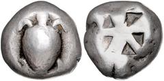 GREEK COINS GRIECHENLAND, AIGINA / Stadt Aigina, AR Stater (550-500 v.Chr.). Seeschildkröte. Rs.Fünfgeteiltes quadratum incusum. 11,94g. selten, s-ss HGC 6,434; BMC 11