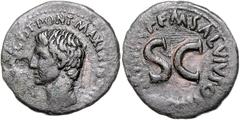 ROMAN COINS RÖMISCHES REICH, Augustus, 27 v.-14 n.Chr., AE As, Rom. M. Salvius Otho (7 v.Chr.). Bloßer Augustuskopf l. Rs.SC im Schriftkreis. 10,72g. l.korr., ss+ RIC 432