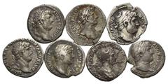 ROMAN COINS RÖMISCHES REICH, Hadrian, 117-138, AR Denar, Rom. Belorb. Büste r. Rs.Roma l. sitzend, ROMA FELIX. 2,84g. Rs.Concordia l. sitzend, PM TRP COS III. 2,98g; 3,02g. Rs.Hadrian l. steh., COS II
