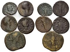 ROMAN COINS RÖMISCHES REICH, Crispina, Gemahlin des Commodus, +183, AE Sesterz, Rom. Büste r. Rs.Laetitia l. stehend. 24,15g. DAZU:FAUSTINA II., +175, AE As. Büste r. Rs.Hilaritas r. stehend. 7,68g. F