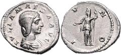 ROMAN COINS RÖMISCHES REICH, Julia Maesa, Großmutter d.Elagabal und d.Sev.Alex., +226, AR Denar, Rom. Drap. Büste r., IVLIA MAESA AVG. Rs.Juno l. stehend, IVNO. 3,09g. ss-vz RIC 254; Kampm.61.5