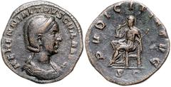 ROMAN COINS RÖMISCHES REICH, Herennia Etruscilla, Gemahlin des Trajan Decius, +251, AE Sesterz, Rom. Diad. Büste r. Rs.Pudicitia thront l. mit Zepter und hält ihren Schleier. 18,33g. ss+ RIC 136b; C. 