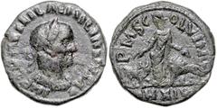 ROMAN COINS RÖMISCHES REICH, Aemilian, 253, AE 25, AN XIV =253, Moesia Superior, Stadt Viminacium. Belorb. Büste r. Rs.Moesia zwischen Stier und Löwe. 11,46g. ss Sear 4402 Var.; BMC 3.20.48