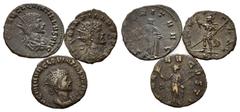 ROMAN COINS RÖMISCHES REICH, Quintillus, 270, AE Antoninian. Drap. u. gep. Büste mit Strahlenkrone r. Rs.Securitas l. stehend, S[ECV]RIT AVG. 2,62g. DAZU:Ebs., Rs.Pax l. stehend, PAX AVGVSTI. 2,51g. R