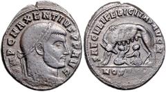 ROMAN COINS RÖMISCHES REICH, Maxentius, 306-312, AE Follis, Ostia. Belorb. Büste r., IMP C MAXENTIVS PF AVG. Rs.Wolf mit Romulus und Remus, SAECVLI FELICITAS AVG N. 6,33g. selten, ss RIC 52; Kampm.129