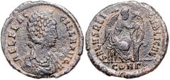 ROMAN COINS RÖMISCHES REICH, Aelia Flaccilla, Gemahlin des Theodosius I., +386, AE Maiorina, CONG =Constantinopel. Diadem. Büste r., AEL FLACCILLA AVG. Rs.Victoria r. sitzend auf Schild schreibend, SA
