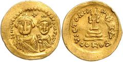 BYZANTINE COINS BYZANTINISCHES REICH, Heraclius, 610-641, AV Solidus. Büsten von Heraklius und Heraklius Constantinus v.vorn, dazw. Kreuz. Rs.Kreuz auf vier Stufen, Off.D. 4,32g. GOLD, ss So.11.15