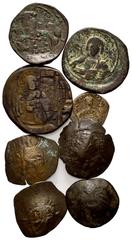 BYZANTINE COINS BYZANTINISCHES REICH, Alexios I., 1081-1118, Bil.-Aspron Trachy =Scyphat. Thron. Christus v.vorn. Rs.Kaiser frontal. 1,57g. MANUEL I., 1143-1180, AE Scyphat. 2,17g. ANDRONICUS I., 1183