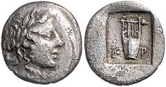 GRIECHISCHE MÜNZEN KLEINASIEN, LYKIEN / Stadt Kragos, AR Hemidrachme (nach 168 v.Chr. Liga). Artemiskopf r. Rs.Bogen und Köcher, KP, im vertieften Quadrat. 1,74g. l.korr., vz Sear 5267; BMC 19.51.1