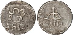 GUERRA DE INDEPENDENCIA GUERRA DE INDEPENDENCIA KM# UNL (226.1a VAR por tipo) (A&C# 882 VAR metal) – 2 Reales 1813 Morelos, SUD. XF. - Plata fundida de campos lisos, homologable a KM# 226.1 (A&C# 885)
