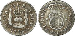 FERNANDO VI GUATEMALA. KM# 15 (A&C# 28) G05-54 – Medio Real 1754 G. VF.- Primer año de emisión para este rey bajo el nuevo sistema acuñación, caracterizada por la abreviación del nombre como FERD VI s