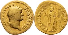 Gold - Ancient Domitianus, Aureus 69-79, RomeDomitianus, Aureus 69-79, Rome, 7 g, Au, RIC. 233, toned; F Grade: F
