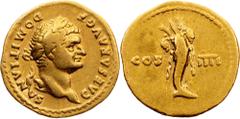 Gold - Ancient Domitianus, Aureus 81-96, RomeDomitianus, Aureus 81-96, Rome, 7,01 g, Gold, RIC II² 918, Calicó 817; VF Grade: VF