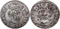 Poland Poland, Solidus 1593, RigaDuchy of Livonia, Sigismund III Vasa, Solidus 1593, Riga, 1,06 g, Billon, flan defects, toned, remains of mint luster; EF+ Grade: EF+