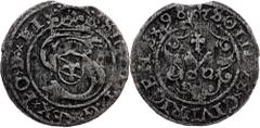 Poland Poland, Solidus 1598, RigaDuchy of Livonia, Sigismund III Vasa, Solidus 1598, Riga, 0,8 g, Billon, flan defects, corrosion; F Grade: F
