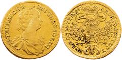 Gold - Habsburg Maria Theresia, 1 Dukat 1751, ViennaCategory: Gold - Habsburg Country/Region: Austria Ruler/Area: Maria Theresia Denomination: 1 Dukat Year: 1751 Mint: Vienna Weight: 3,44í g Material: