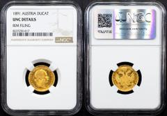 Gold - Habsburg Franz Joseph I., 1 Dukat 1891, ViennaCategory: Gold - Habsburg Country/Region: Austria Ruler/Area: Franz Joseph I. Denomination: 1 Dukat Year: 1891 Mint: Vienna Weight: 3,49 g Material