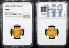 Gold - Habsburg Franz Joseph I., 1 Dukat 1899, ViennaCategory: Gold - Habsburg Country/Region: Austria Ruler/Area: Franz Joseph I. Denomination: 1 Dukat Year: 1899 Mint: Vienna Weight: 3,49 g Material