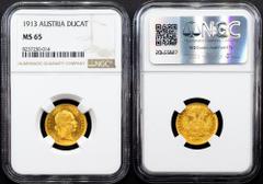 Gold - Habsburg Franz Joseph I., 1 Dukat 1913, ViennaCategory: Gold - Habsburg Country/Region: Austria Ruler/Area: Franz Joseph I. Denomination: 1 Dukat Year: 1913 Mint: Vienna Weight: 3,49 g Material