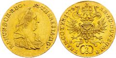Gold - Habsburg Maria Theresia, 2 Dukat 1772, KarlsburgCategory: Gold - Habsburg Ruler/Area: Maria Theresia Denomination: 2 Dukat Year: 1772 Mint: Karlsburg Weight: 6,956 g Material: Gold Purity: 986/