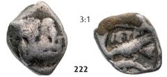 THE ISTROS COLLECTION – GreeK... Hemiobol (0,75g) Hemiobol (0,75g), circa 425/410-380/350 BC. Obv.: Two facing male heads, the right inverted / Rv.: IΣTPI, eagle standing left on dolphin, all within s