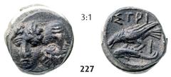 THE ISTROS COLLECTION – GreeK... Hemiobol (0,50g) Hemiobol (0,50g), circa 425/410-380/350 BC. Obv.: Two facing male heads, the right inverted / Rv.: IÓTPI, eagle standing left on dolphin, I in right f