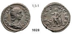 ROMAN IMPERIAL COINAGE -... Plautilla, wife of Caracalla Denarius (3,51g). Av. PLAVTILLA – AVGVSTA Draped bust of Plautilla right / Rv. VENVS – VICTRIX Venus, bare to waist, standing left, holding app