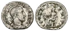 Roman Imperial Maximinus Thrax, AD 235-238. AR, Denarius. 2.42 g. 20.01 mm. Rome. Obv: IMP MAXIMINVS PIVS AVG. Bust of Maximinus I, laureate, draped, cuirassed, right. Rev: SALVS AVGVSTI. Salus, drape