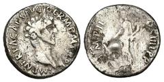 Roman Imperial Nerva, AD 96-98. AR, Denarius. 3.15 g. 18.20 mm. Rome. Obv: IMP NERVA CAES AVG GERM P M TR P II. Head of Nerva, laureate, right. Rev: IMP II COS IIII P P. Fortuna standing left, holding