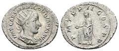 Roman Imperial Gordian III, AD 238-244. AR, Antoninianus. 3.78 g. 24.78 mm. Rome. Obv: IMP CAES M ANT GORDIANVS AVG. Bust of Gordian III, radiate, draped, cuirassed, right. Rev: P M TR P II COS P P. G