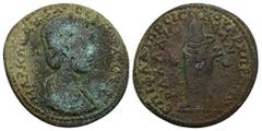Roman Provincial Lydia, Daldis. Otacilia Severa (AD 244–249). AE. 10.56 g. 31.85 mm. Reign of Philip I. Magistrate, Fl(avius) Ael(ius) Priscus, archi(ereus), first of the City for the second time. Obv