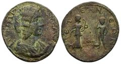 Roman Provincial Pisidia, Etenna. Julia Mamaea, AD 222-235. AE. 14.52 g. 31.81 mm. Obv: Bust of Julia Mamaea, right. Rev: Nymph standing facing, head left, with arms and legs crossed; amphora to left;