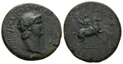 Roman Imperial Nero, AD 54-68. AE, Sestertius. 25.10 g. 35.13 mm. Rome or possibly Balkan mint. Obv: [NERO] CLAVDIVS CAESAR AVG GE[RM P M TR P IMP P P]. Head of Nero, laureate, right, with aegis on ne