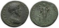Roman Provincial Thrace, Pautalia. Marcus Aurelius, AD 161-180. AE, 19.10 g. 31.83 mm. Quintus Tullius Maximus, Legatus Augusti pro praetore provinciae Thraciae. Obv: ΑVΤ ΚΑΙ Μ ΑVΡ ΑΝΤΩΝΙΝΟϹ. Bare-hea
