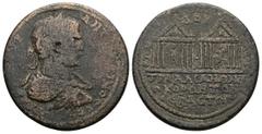 Roman Provincial Lydia, Tralles. Caracalla, AD 198-217. AE. 22.37 g. 36.23 mm. Magistrate Po. Kl. Pagkratidos. Obv: [AY KAI M AYΡ] ANT[ΩNE]INOC CEB. Laureate, draped and cuirassed bust of Caracalla, r