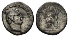 Roman Imperial Vitellius, AD 69, late April-20 December 69. AR, Denarius. 2.48 g. 17.68 mm. Rome. Obv: [A VITELLIVS] GERM IMP AVG [TR P]. Head of Vitellius, laureate, right. Rev: CONCORDIA [P R]. Conc