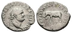 Roman Imperial Titus, AD 79-81. AR, Denarius. 3.16 g. 18.58 mm. Rome. Obv: IMP TITVS CAES VESPASIAN AVG P M. Head of Titus, laureate, right. Rev: TR P IX IMP XV COS VIII P P. Elephant, cuirassed, left