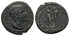 Roman Provincial Thrace, Deultum. Macrinus, AD 217-218. AE. 7.47 g. 24.43 mm. Obv: IMP C M OPEL SEV MACRINVS AV. Radiate, cuirassed bust of Macrinus, right. Rev: COL FL PAC DEVLT. Perseus standing lef