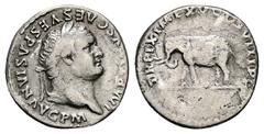 Roman Imperial Titus, AD 79-81. AR, Denarius. 3.00 g. 17.78 mm. Rome. Obv: IMP TITVS CAES VESPASIAN AVG P M. Head of Titus, laureate, right. Rev: TR P IX IMP XV COS VIII P P. Elephant, cuirassed, left