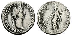 Roman Imperial Nerva, AD 96-98. AR, Denarius. 3.01 g. 18.32 mm. Rome. Obv: IMP NERVA CAES AVG P M TR P COS III P P. Head of Nerva, laureate, right. Rev: LIBERTAS PVBLICA. Libertas, draped, standing le