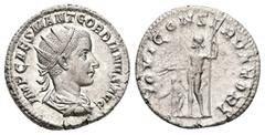Roman Imperial Gordian III, AD 238-244. AR, Antoninianus. 4.29 g. 20.88 mm. Rome. Obv: IMP CAES M ANT GORDIANVS AVG. Bust of Gordian III, radiate, draped, cuirassed, right. Rev: IOVI CONSERVATORI. Jup