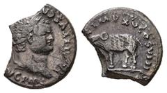Roman Imperial Titus, AD 79-81. AR, Denarius. 2.12 g. 16.81 mm. Rome. Obv: IMP TITVS CA[ES VESPASIAN A]VG P M. Head of Titus, laureate, right. Rev: [TR P I]X IMP XV COS VIII P [P]. Elephant, cuirassed