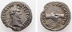 Roman Imperial Nerva, 96-98 AD. AR, Denarius. 3.00 g. - 18.55 mm. Rome. Struck AD. 97. Obv.: IMP NERVA CAES AVG P M TR P II COS III P P. Laureate bust of Nerva, right. Rev.: CONCORDIA EXERCITVVM. Clas
