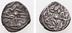 Medieval, World & Islamic Ottoman Empire. Mehmed II Fatih ('the Conqueror'), Second Reign, AH 855-886 / AD 1451-1481. AR, Akce or Akçe. 0.85 g. 11.07 mm. Bursa. AH 865 (AD. 1460/1). Obv.: Mehmed bin M