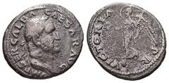 Roman Imperial Galba, AD 68-69. AR, Denarius. 2.96 g. 17.79 mm. Rome. Obv: IMP SER GALBA CAESAR AVG. Bust of Galba, laureate and draped, right. Rev: VICTORIA P R. Victory, draped, standing left on glo