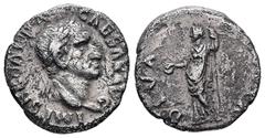 Roman Imperial Galba, AD 68-69. AR, Denarius. 3.18 g. 18.73 mm. Rome. Obv: IMP SER GALBA CAESAR AVG. Head of Galba, laureate, right. Rev: DIVA [AVGVSTA]. Livia, draped, standing left, holding patera i