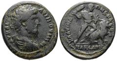 Roman Provincial Lydia, Blaundus. Marcus and Verus, co-emperors AD 161–169, probably c. 169. AE. 16.25 g. 32.65 mm. Magistrate, Claudius Valerianus Obv: ΑΥ ΚΑΙ [Λ]Ο ΑΥΡΗ ΟΥΗΡΟϹ. Laureate-headed bust o