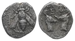 Greek Ionia, Ephesos. AR Diobol. 0.98 g. - 11.87 mm. Circa 390-325 BC. Obv.: E - Φ. Bee. Rev.: EΦ. Confronted heads of stags. Ref.: SNG Kayhan I 208ff (Diobol); SNG von Aulock 1835 (Diobol). Fine.